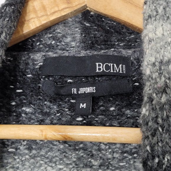 BCIM Gray Black Stripe Knit Open Vest Cardigan Waterfall Boho Casual Pocket Sz M - Picture 2 of 8